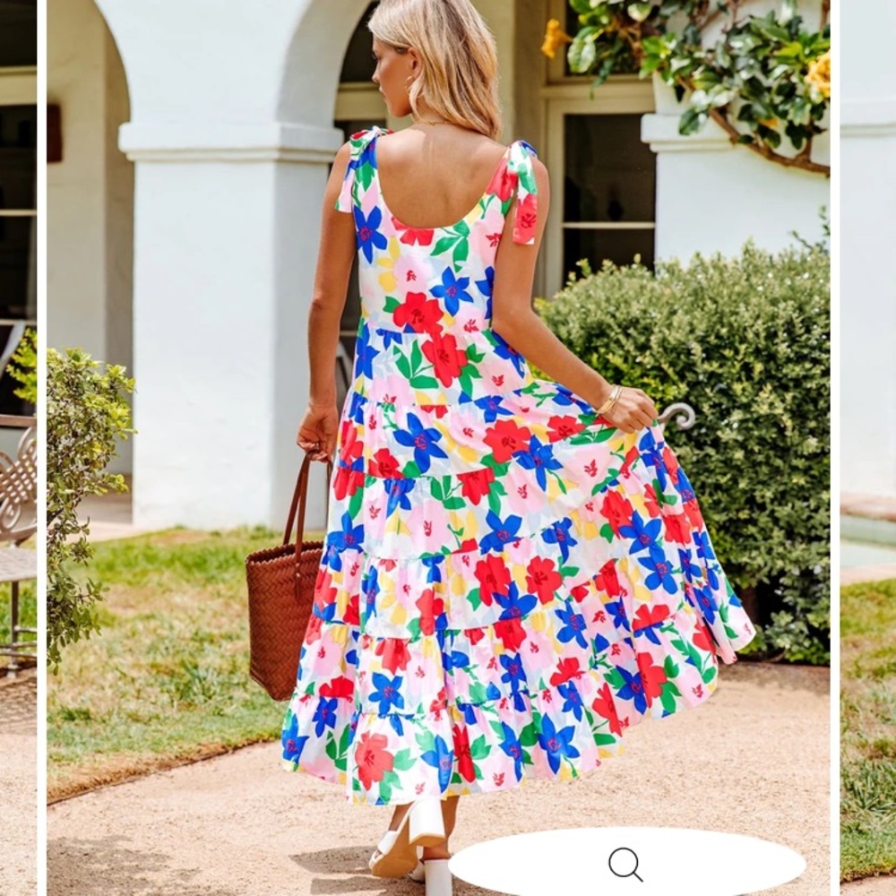 VICI Deja Vu Cotton Floral Tiered Maxi Dress